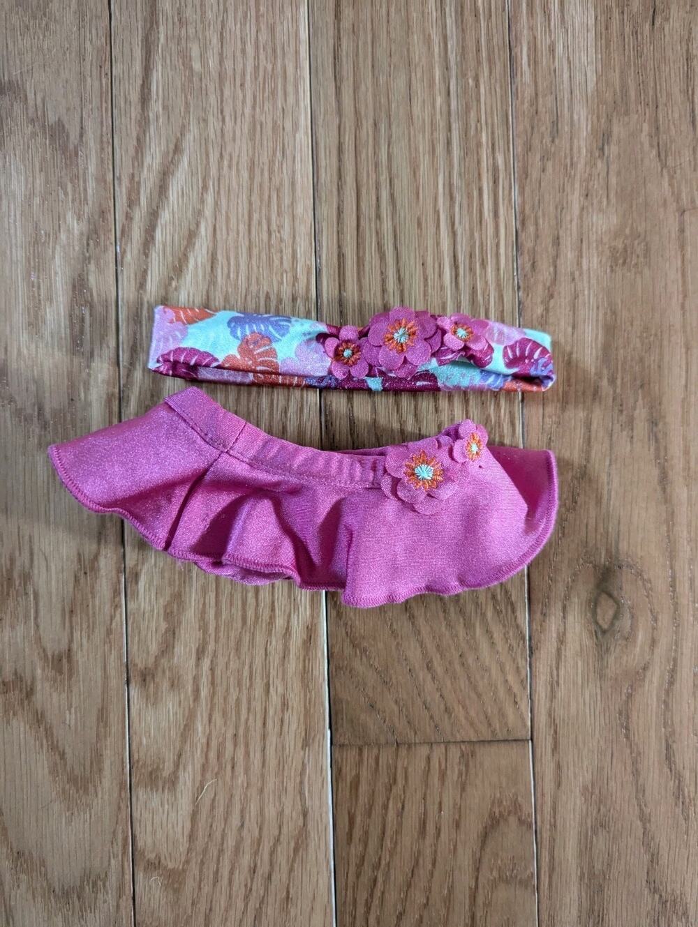 American Girl Bitty Baby Paradise Palms Pink Bikini Bottoms+ Head Band
